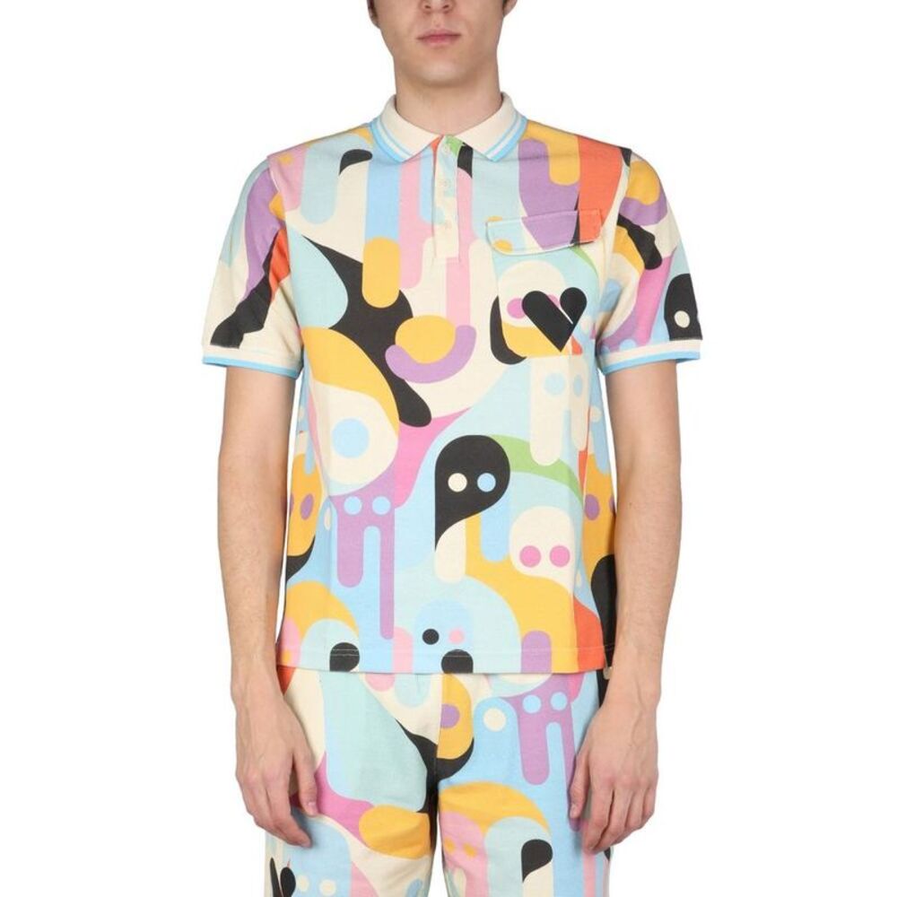 PHARMACY INDUSTRY Men's Abstract Pattern Short Sleeve Pique Polo Shirt with